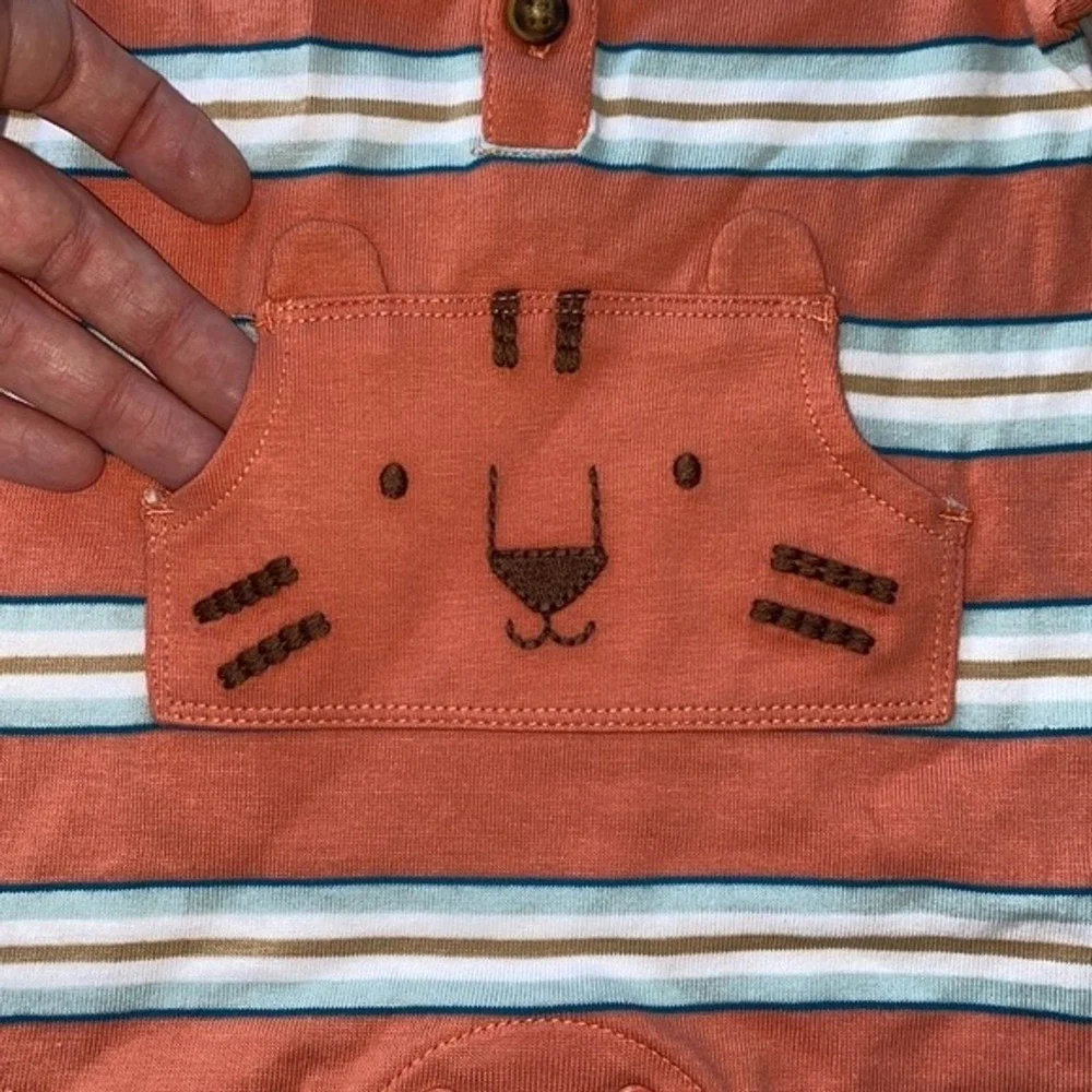 Just One You Carter's Baby Boy Newborn Orange Tiger Stripe Romper NB‎